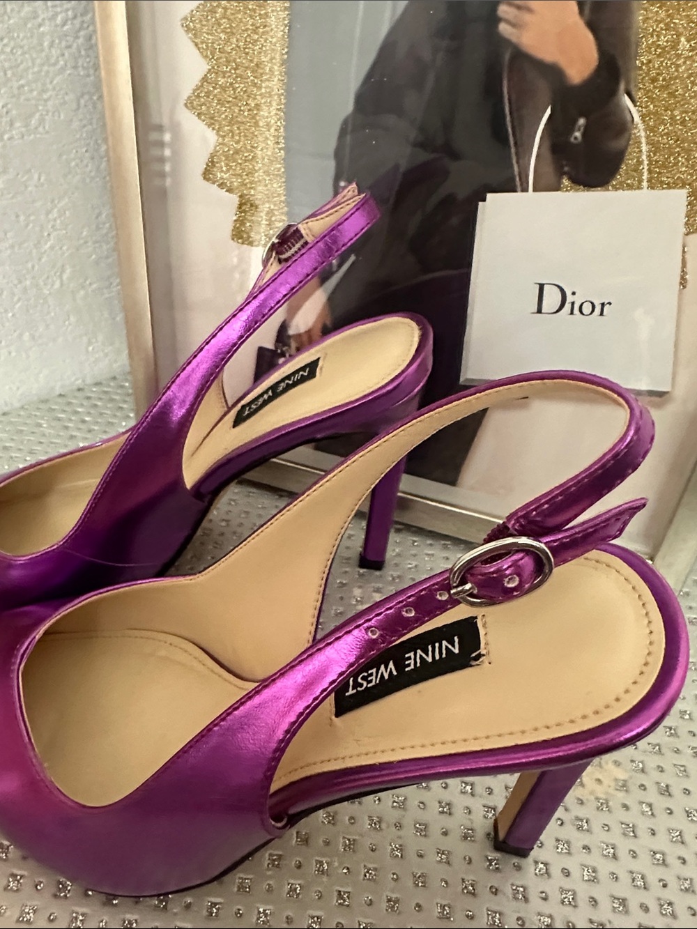 Nine West Metallic Purple Pointed-Toe Slingback Pumps - Picture 3 of 4